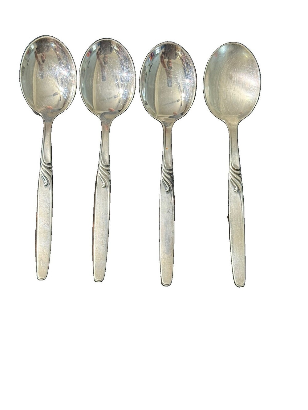 Set of 4 Hanseat 90 HNE1 Silverplate Oval Soup Spoons 7 11/16” Germany